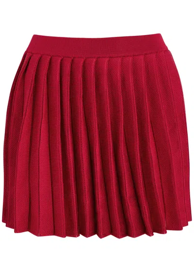 Self-portrait Pleated Knitted Skirt In Pink