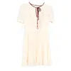 Self-portrait Pleated Macramé-trim Mini Dress In White Polyester In White