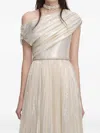 Self-portrait Pleated Maxi Dress In Neutral
