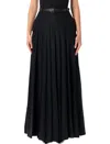 Self-portrait Black Pleated Twill Maxi Skirt With Side Slit In Black