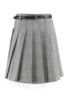 Self-portrait Prince Of Wales Pleated Midi Skirt In Gray