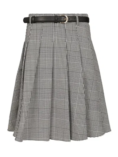 Self-portrait Pleated Midi Skirt Skirts Multicolor In Gray