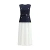 Self-portrait Womens Pleated Sleeveless Woven Midi Dress Blue In Blue