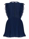 Self-portrait Navy Chiffon Ruffle Mini Dress Navy In Blue