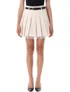 Self-portrait Twill Pleated Mini Skirt In Neutral