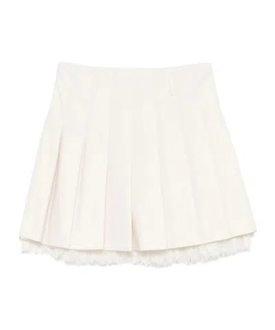 Self-portrait Pleated Mini Skirt In Neutral
