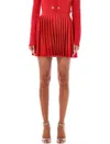 Self-portrait Pleated Knitted Mini Skirt In Red