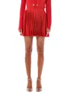 Self-portrait Pleated Knitted Mini Skirt In Red