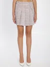 Self-portrait Textured Flared Skirt With Decorative Waist Trim In Pattern
