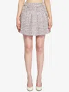 Self-portrait Textured Flared Skirt With Decorative Waist Trim In Pink
