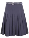 Self-portrait Pleated Twill Midi Skirt In Blue