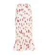 Self-portrait White Floral Plisse Midi Skirt White In White