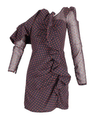 Self-portrait Plumetis Mini Dress In Red Print Polyester
