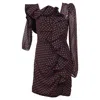 Self-portrait Plumetis One Shoulder Polka Dot Ruffled Mini Dress In Red Polyester In Red