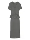 Self-portrait Scalloped Peplum Midi Dress In Gray