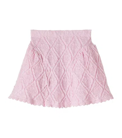 Self-portrait Kids' Pointelle Cotton-blend Skirt In Pink