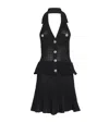 Self-portrait Pointelle-knit Sleeveless Mini Dress In Black