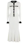 Self-portrait Pointelle Knit Contrast Midi Dress