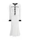 Self-portrait Pointelle Knit Contrast Midi Dress In White