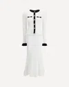Self-portrait Pointelle Knit Contrast Midi Dress In White