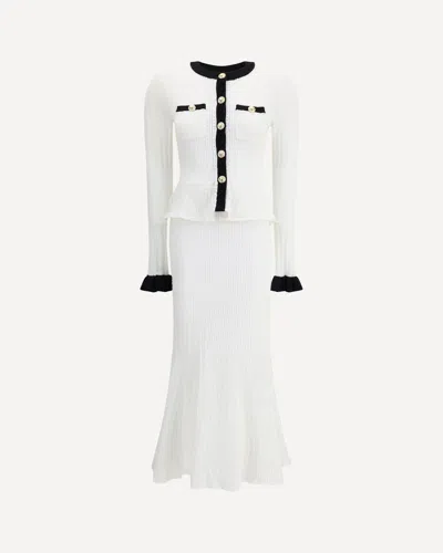 SELF-PORTRAIT POINTELLE KNIT LONG DRESS