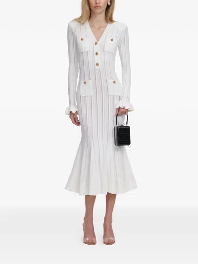 Self-portrait Pointelle-knit Midi Dress In White