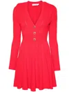 Self-portrait Pointelle Knitted Mini Dress In Red In 红色