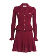 Self-portrait Burgundy Mini Dress With V-neck And Flared Hem In Burgundy