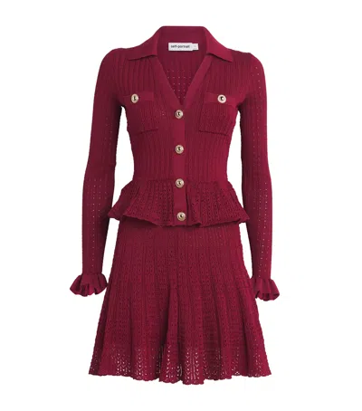 SELF-PORTRAIT POINTELLE KNIT MINI DRESS