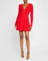 Self-portrait Pointelle Knitted Mini Dress In Red In Red