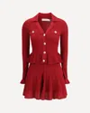 Self-portrait Self Portrait Women Burgundy Pointelle Knit Long-sleeved Mini Dress In Red