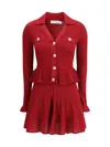 Self-portrait Burgundy Mini Dress With V-neck And Flared Hem In Red