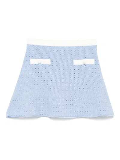 Self-portrait Kids' Pointelle-knit Skirt In Blue