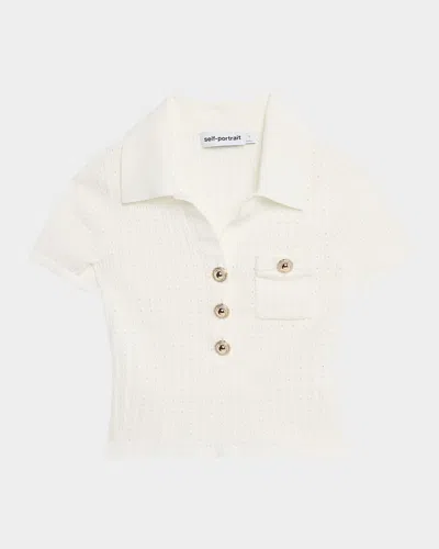 SELF-PORTRAIT POINTELLE KNIT TOP