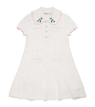 Self-portrait Kids' Pointelle Knitted Heart Dress In Pink