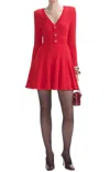 Self-portrait Pointelle Knitted Mini Dress In Red In Red