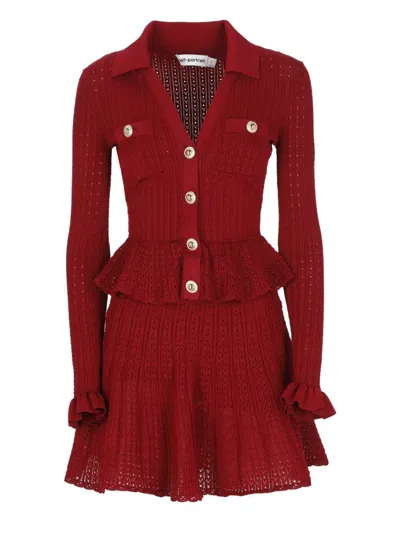 SELF-PORTRAIT POINTELLE MINI DRESS