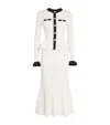 Self-portrait Pointelle Knit Contrast Midi Dress In White