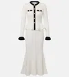 Self-portrait Pointelle Knit Contrast Midi Dress