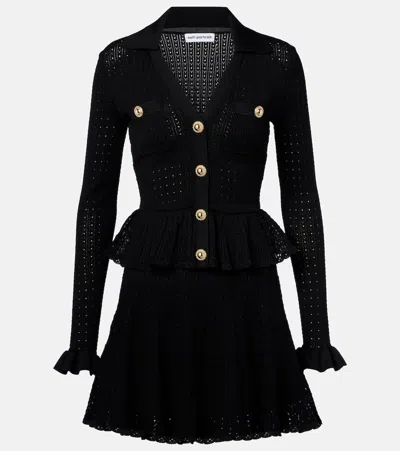 Self-portrait Pointelle Peplum Minidress