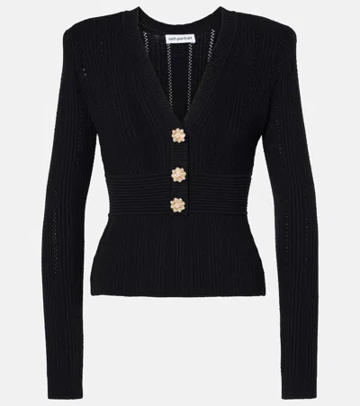 Self-portrait Pointelle Top In Black