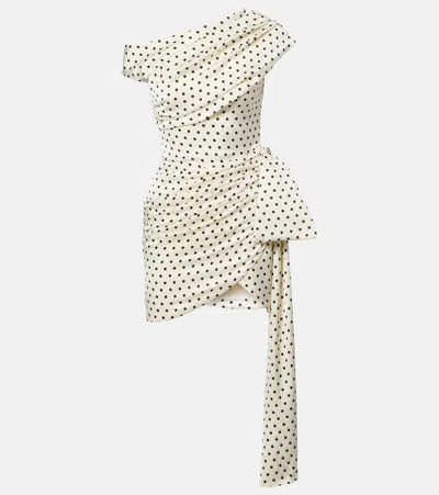 SELF-PORTRAIT POLKA-DOT ASYMMETRIC DRAPED MINIDRESS