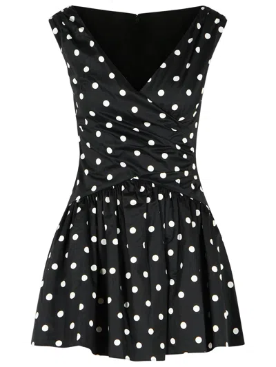 Self-portrait Polka-dot Midi Dress In Black