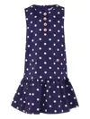 Self-portrait Polka-dot Button Dress In Blue