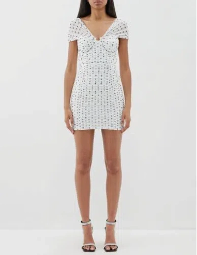 Pre-owned Self-portrait Self Portrait Polka Dot Chiffon Mini Dress Us0,2,4,6,8 Available Ask Ur Size Pls In White