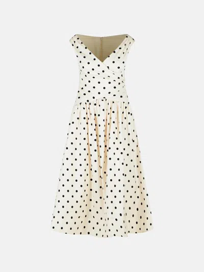 Self-portrait 'polka Dot' Cream Cotton Dress In White