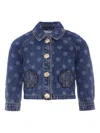 Self-portrait Polka-dot Patch-applique Denim Jacket In Blue