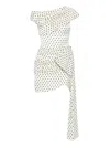 Self-portrait Tie-side Asymmetric Polka-dot Satin-crepe Mini Dress In Neutral
