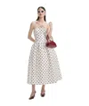 Self-portrait Cream Polka Dot Taffeta Midi Dress Cream In Nude