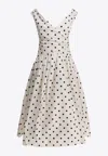 Self-portrait White Dress With All-over Polka Dot And Flared Skirt In Cotton Woman In White